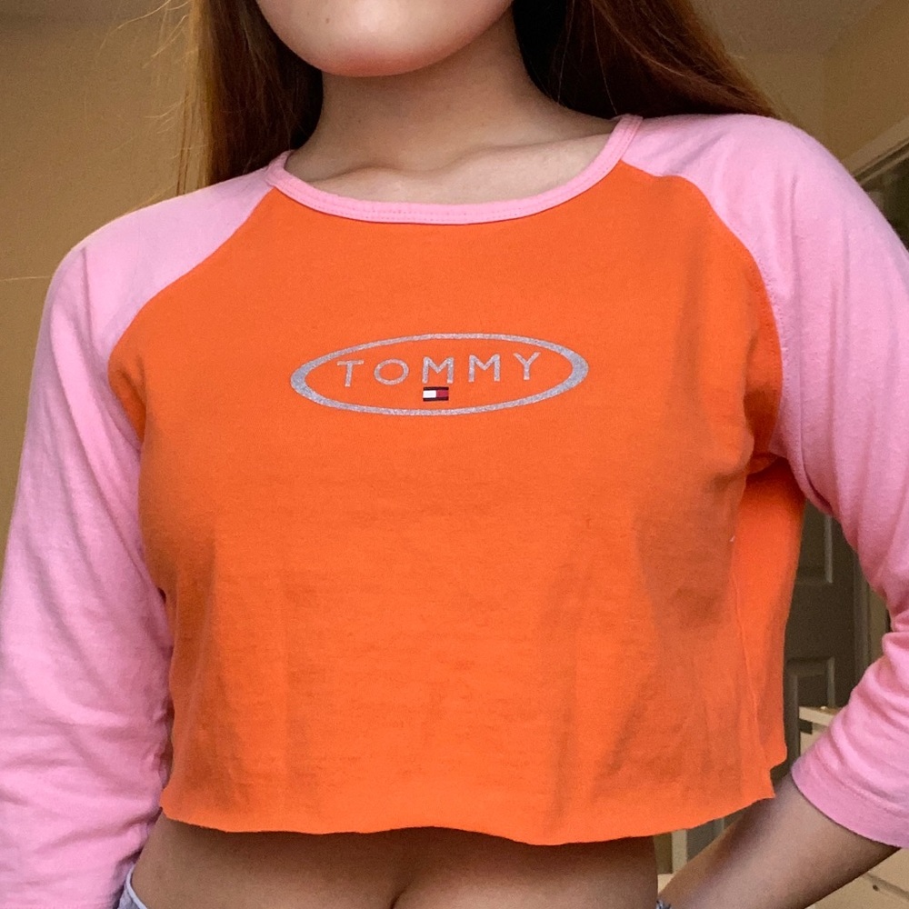 VINTAGE TOMMY HILFIGER 3/4 SLEEVES CROP TOP